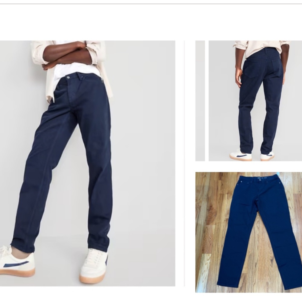 NEW OLD NAVY dark  Navy wash blue Athletic Taper Five-Pocket Pants Tall 33 x 36